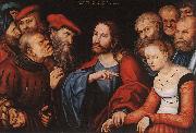 CRANACH, Lucas the Elder Christ and the Adulteress fgh oil painting reproduction